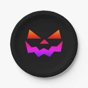 Jack-o-lantern pumpkin face  paper plate