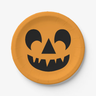 Jack O Lantern Pumpkin Face Paper Plate