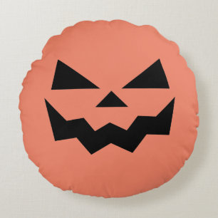 Jack-o-lantern pumpkin face round cushion