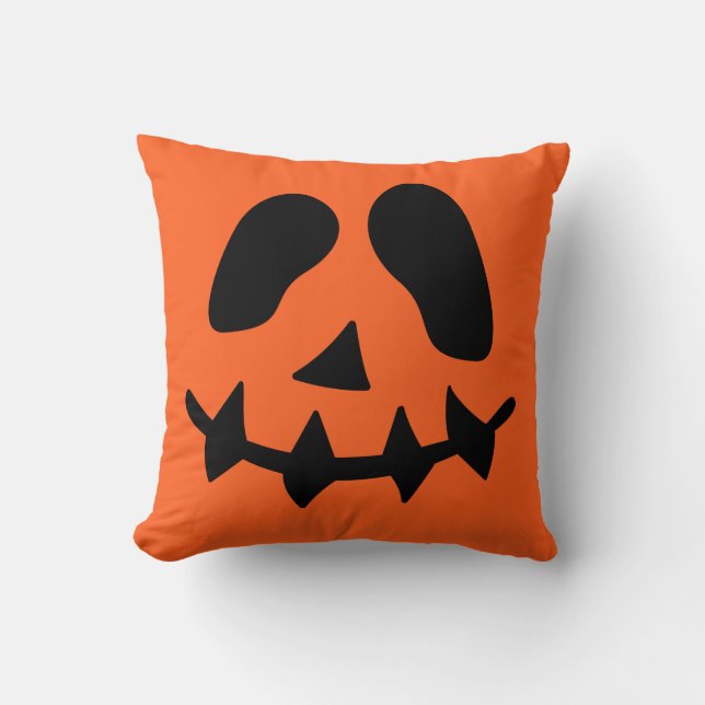 Jack O Lantern Pumpkin Face Throw Pillow (Front)