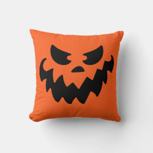 Jack O Lantern Pumpkin Face Throw Pillow