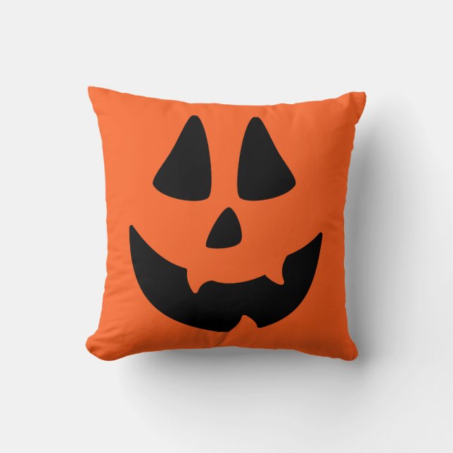 Jack O Lantern Pumpkin Face Throw Pillow (Front)