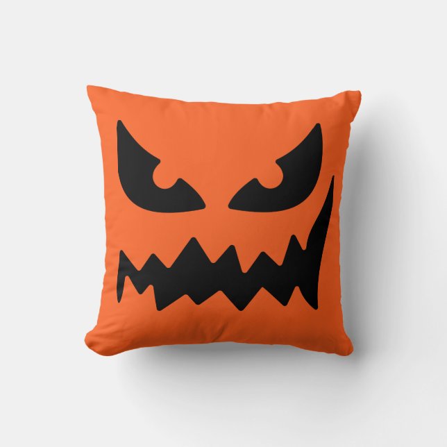 Jack O Lantern Pumpkin Face Throw Pillow (Front)