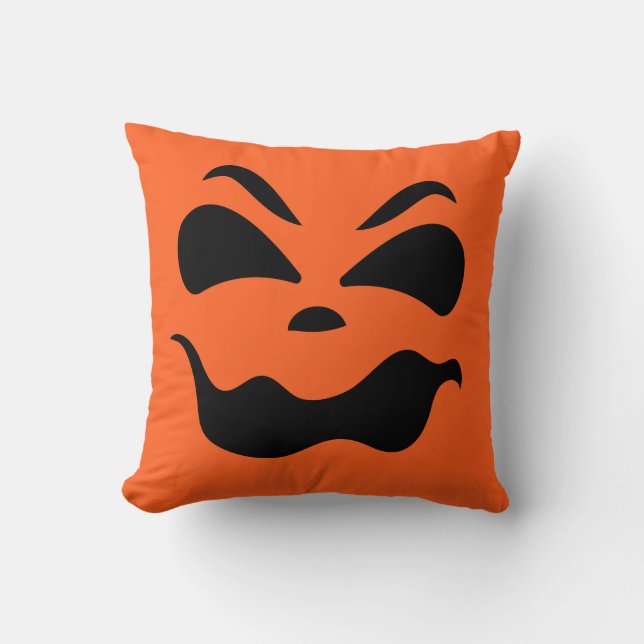 Jack O Lantern Pumpkin Face Throw Pillow (Front)
