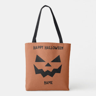 Jack-o-lantern pumpkin face tote bag