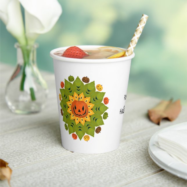Jack-O-Lantern Pumpkin Halloween Flower Paper Cups (Insitu)