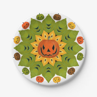Jack-O-Lantern Pumpkin Halloween Flower Paper Plate