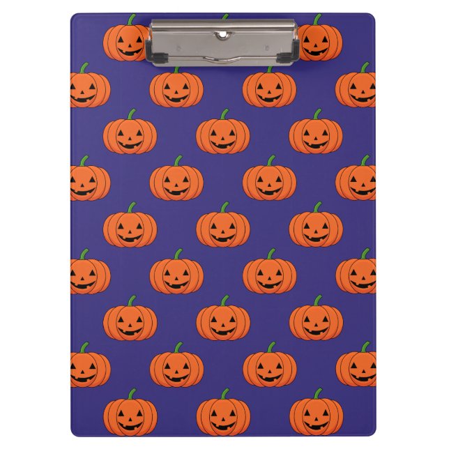 Jack-O'-Lantern Pumpkin Halloween Pattern Clipboard (Front)