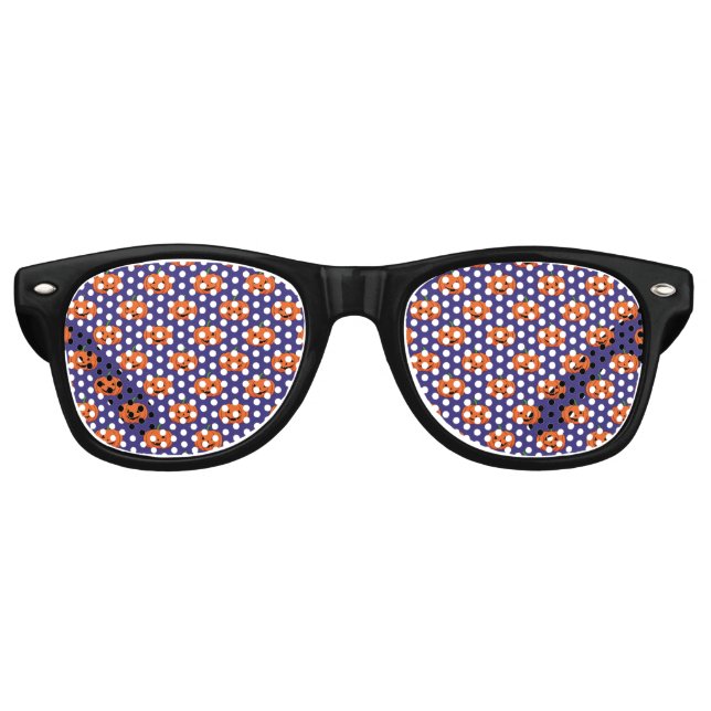 Jack-O'-Lantern Pumpkin Halloween Pattern Retro Sunglasses (Front)