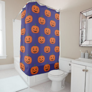 Jack-O'-Lantern Pumpkin Halloween Pattern Shower Curtain