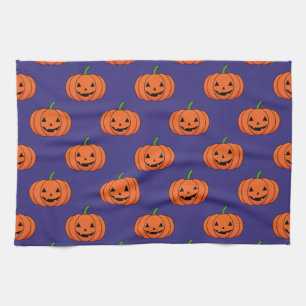 Jack-O'-Lantern Pumpkin Halloween Pattern Tea Towel