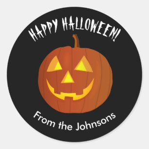 Jack O Lantern Pumpkin Happy Halloween Classic Round Sticker