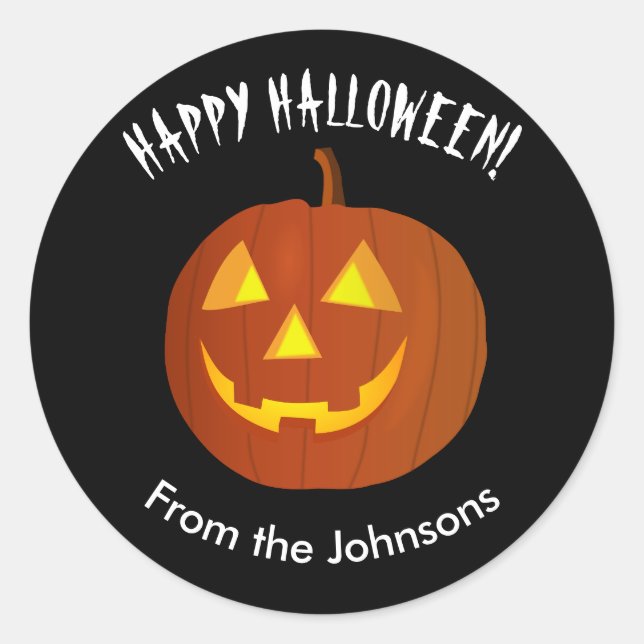 Jack O Lantern Pumpkin Happy Halloween   Classic Round Sticker (Front)