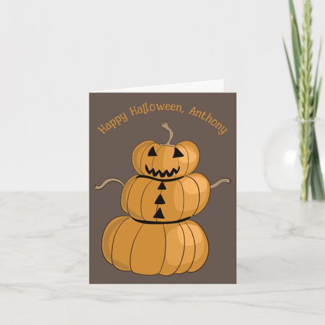Jack-o-Lantern Pumpkin Man Halloween Card (Front)
