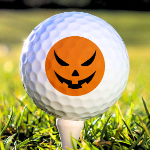 Jack O Lantern Pumpkin Orange & Black Halloween Golf Balls