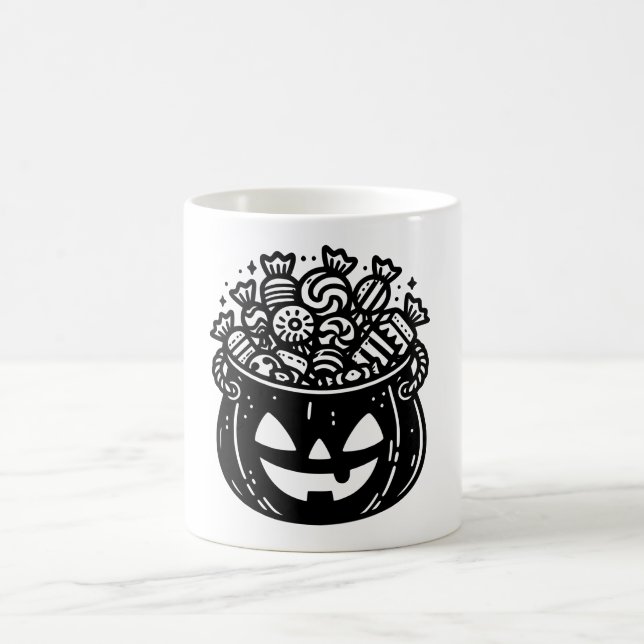 Jack-o-Lantern Pumpkin Pail Halloween Candy Coffee Mug (Center)
