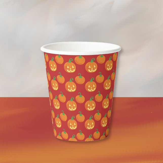 Jack-o-Lantern Pumpkin Pattern Halloween Paper Cup (Cute and festive non-scary Halloween paper cup .)