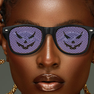 Jack O Lantern Pumpkin Purple & Black Halloween Retro Sunglasses