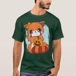 Jack O' Lantern Pumpkin Red Panda Halloween Anime T-Shirt