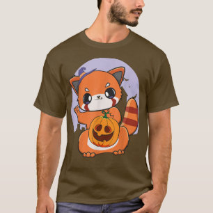 Jack O' Lantern Pumpkin Red Panda Halloween Anime T-Shirt