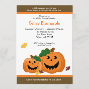 Jack O Lantern Pumpkins Baby Shower 5x7 Invitation