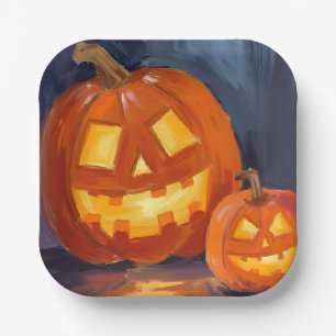 Jack-O-Lantern Pumpkins Halloween Paper Plate