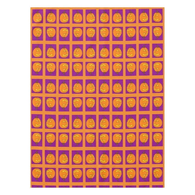 Jack o' Lantern Purple and Orange Tablecloth (Front)