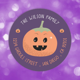 Jack-O-Lantern Purple Halloween Envelope Seals