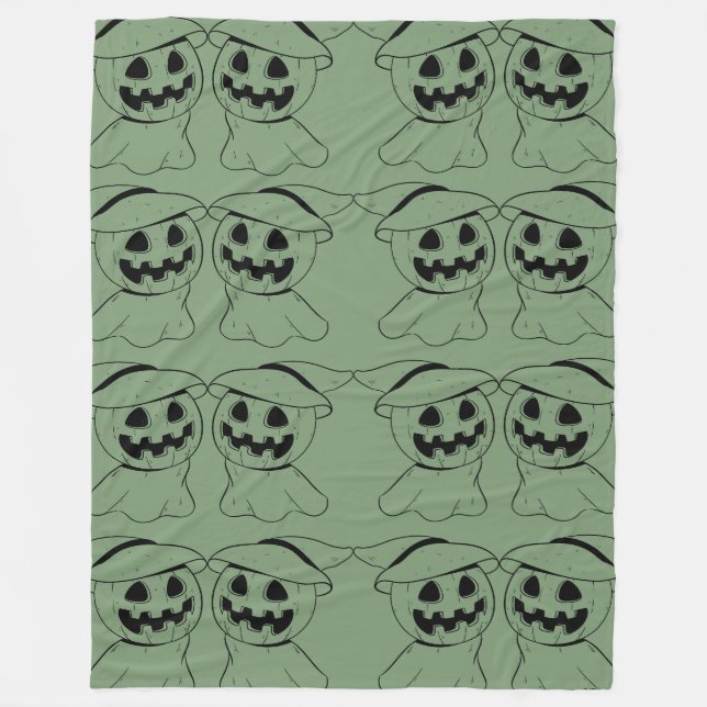 Jack-o'-lantern Scarecrow Pattern Fleece Blanket (Front)