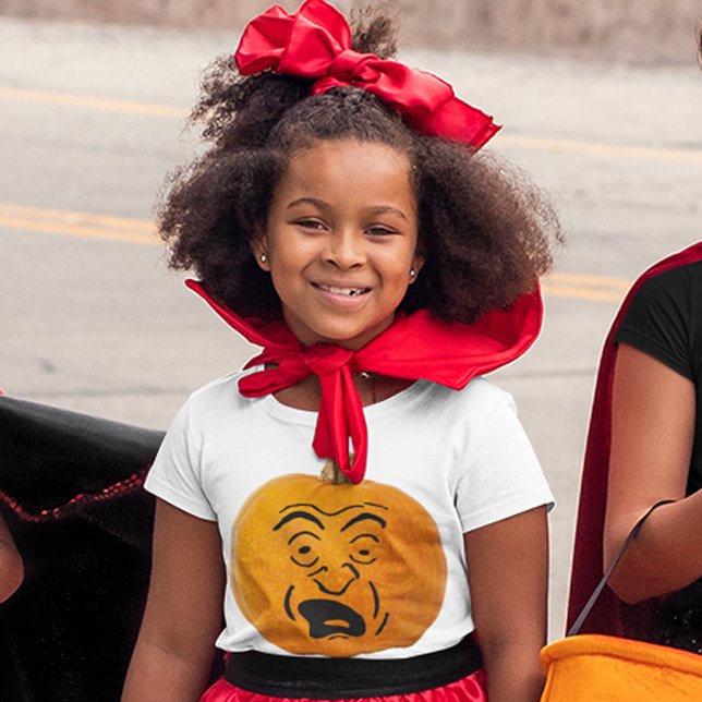Jack o' Lantern Scared Face Halloween Pumpkin Girl T-Shirt (Jack o' Lantern Scared Face Halloween Pumpkin Girl T-Shirt)