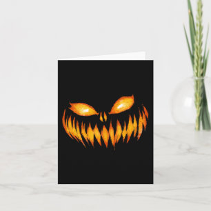 Jack O Lantern Scary Carved Pumpkin Face Halloween Card