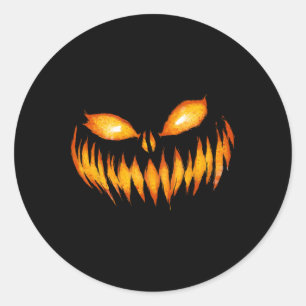 Jack O Lantern Scary Carved Pumpkin Face Halloween Classic Round Sticker