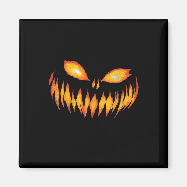 Jack O Lantern Scary Carved Pumpkin Face Halloween Magnet (Front)