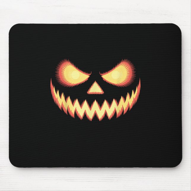Jack O Lantern Scary Carved Pumpkin Face Halloween Mouse Pad (Front)