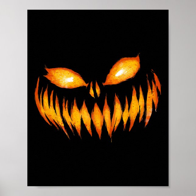 Jack O Lantern Scary Carved Pumpkin Face Halloween Poster (Front)