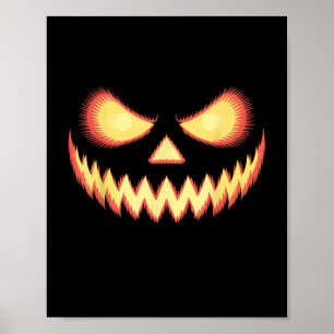 Jack O Lantern Scary Carved Pumpkin Face Halloween Poster