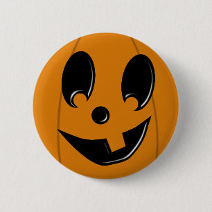 Jack-O-Lantern Silly Face with One Tooth Button