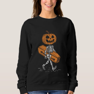 Jack O' Lantern Skeleton Carrying Coffin - Vintage Sweatshirt