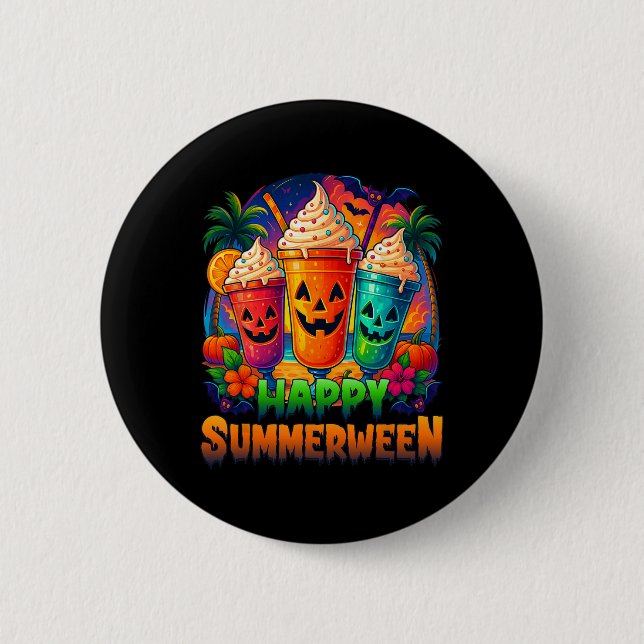 Jack-o-lantern Summerween Vibes Skeleton Summer Wa 6 Cm Round Badge (Front)