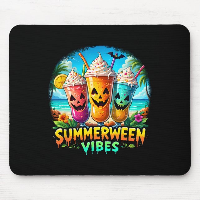 Jack-o-lantern Summerween Vibes Skeleton Summer Wa Mouse Pad (Front)