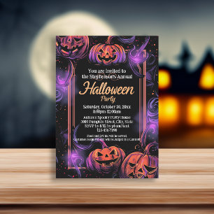 Jack-O-Lantern Swirl Halloween Party Invitation