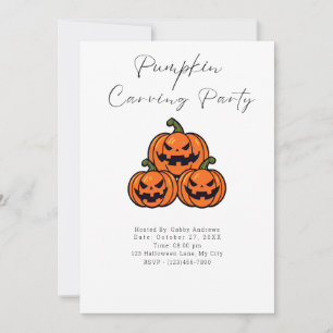 Jack-O' Lantern Trio Pumpkin Carving Party Invitation