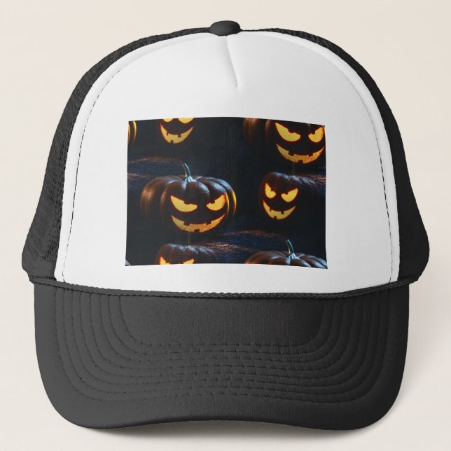 jack o lantern trucker hat (Front)