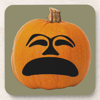Jack o' Lantern Unhappy Face, Halloween Pumpkin Coaster