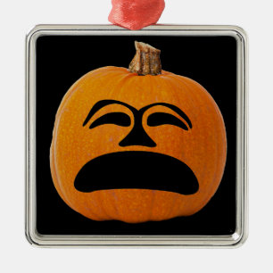 Jack o' Lantern Unhappy Face, Halloween Pumpkin Metal Tree Decoration