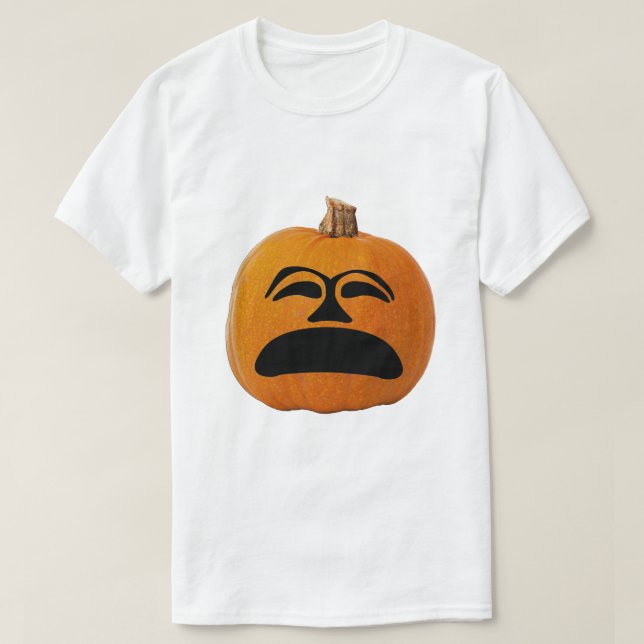 Jack o' Lantern Unhappy Face, Halloween Pumpkin T-Shirt (Design Front)
