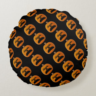 Jack o Lantern Unhappy Face Halloween Pumpkin, ZSG Round Cushion