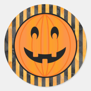 Jack o Lantern with Halloween Stripes Stickers