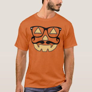Jack-O-Lantern With Moustache & Glasses T-shirt