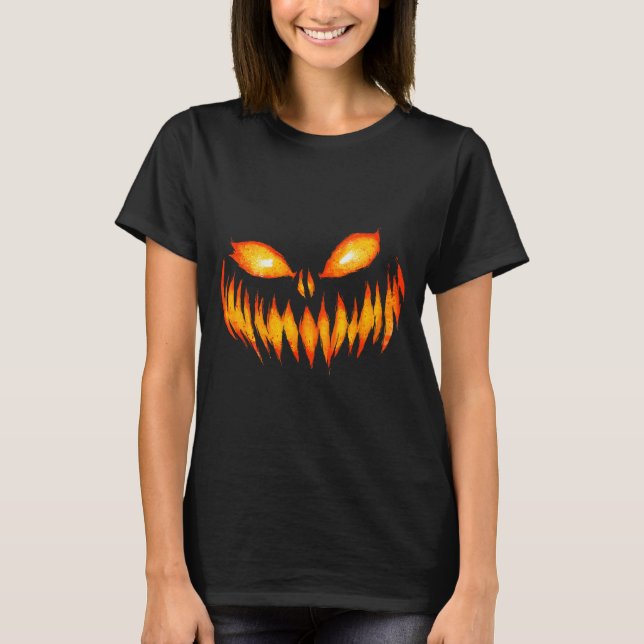Jack O Lantern Y Carved Pumpkin Face Halloween Cos T-Shirt (Front)